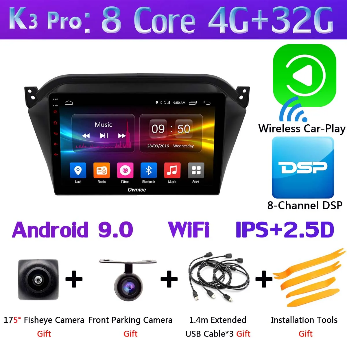 K3 Pro CarPlay 360 ° панорамный 8 ядерный Android 9,0 4G+ 64G Автомобильный dvd-плеер для JAC S2 автомобильный Радио CarPlay DSP ADAS мультимедиа - Цвет: K3 Pro CarPlay