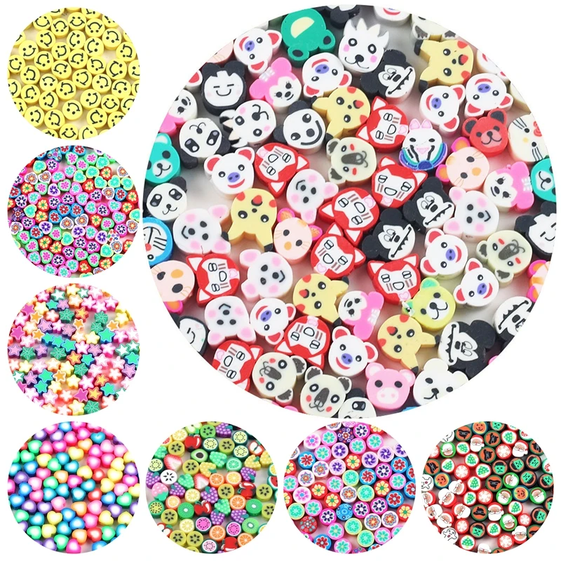 

30pcs 10mm Cartoon/Animal/Smiley Beads Shape Clay Spacer Beads Polymer Clay Beads For Jewelry Making DIY Handmade Accessories