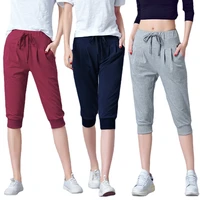 pants for women summer harem high waisted elastic loose joggers sweatpants calf length female capris trousers plus size