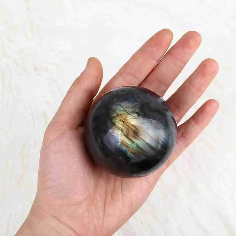 

Crystal Geometric Shape Natural Labradorite Crystal Sphere Orb Reiki Ball Gemstone Healing C4F1