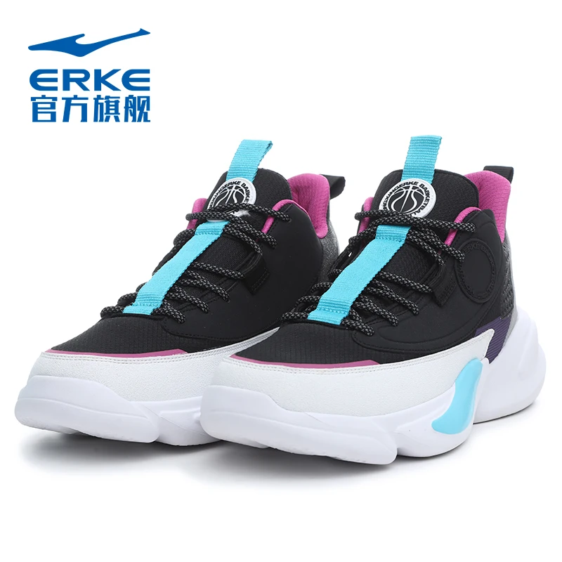 

Erke 2021 spring new shoes breathable wear-resistant boots high top sports basketball shoes