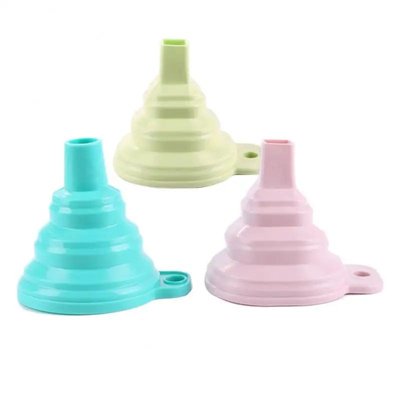 

Portable Mini Silicone Telescopic Folding Funnels Heat Oil Resistant Creative Household Liquid Dispensing Kitchen Tool Accessory