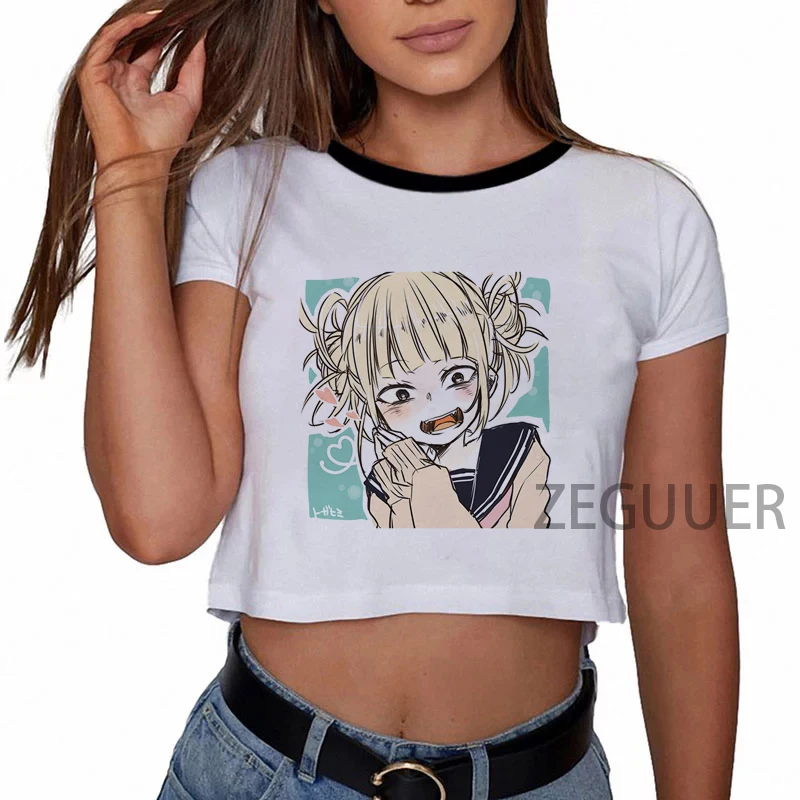 

Женская футболка в стиле Харадзюку с принтом из аниме «химико Тога», топы в готическом стиле