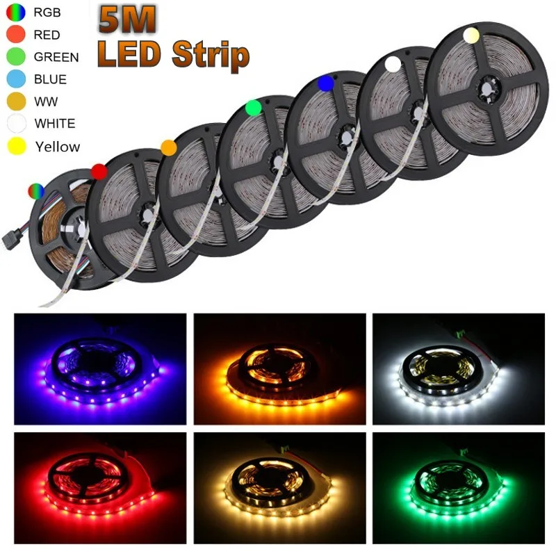 SMD 2835 DC12V RGB Красный Желтый Синий Светодиодная лента 1 м 2 3 4 5 без