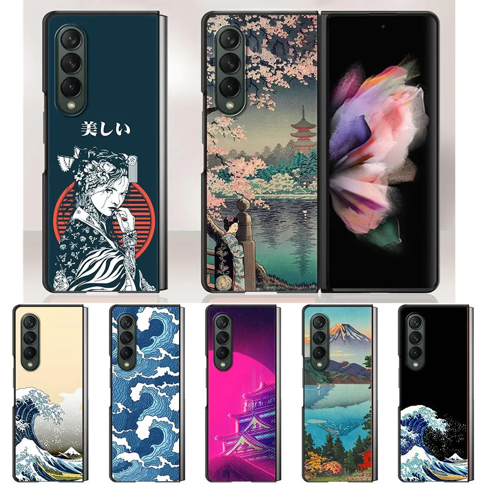 

Japanese Style Art Japan Case For Samsung Galaxy Z Fold3 5G Hard Slim Cover Ultra-thin anti-drop For Galaxy Z Fold 3 Phone Shell
