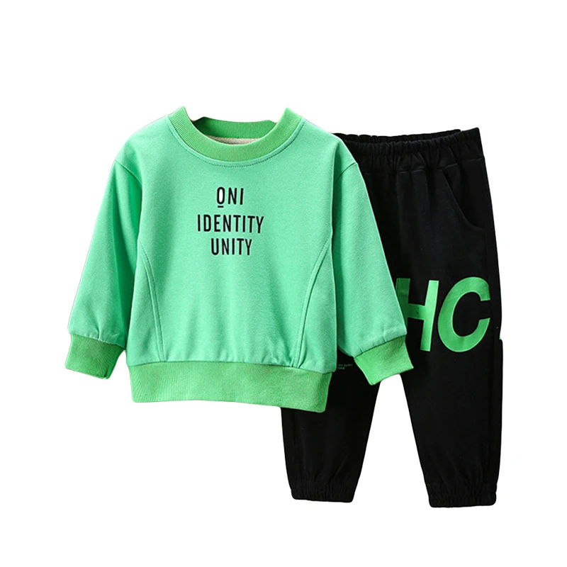 

Spring And Autumn Childrens Suit 2021 New Boys And Girls Casual Printed Turtleneck Sweater And Pants Two-piece Set 0-6Y