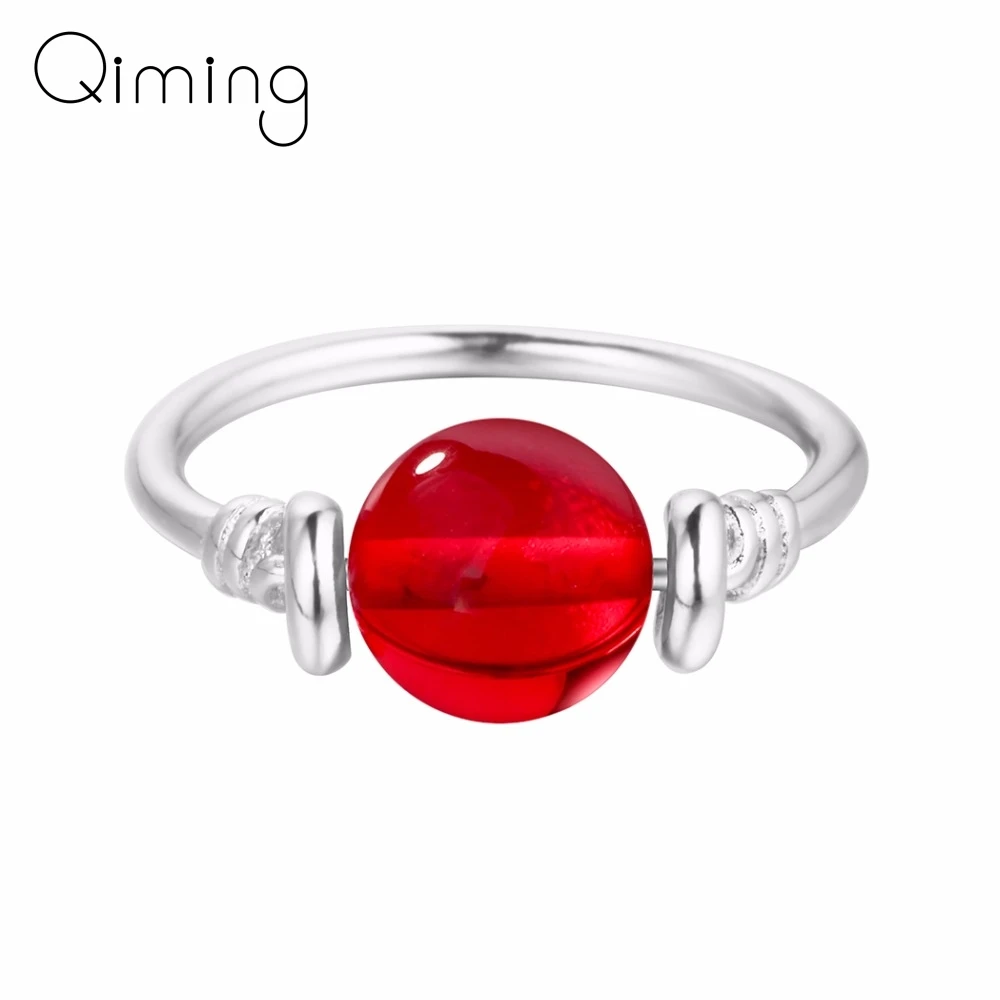 Женское кольцо с красным шариком уникальное камнем в стиле ретро Подарок на