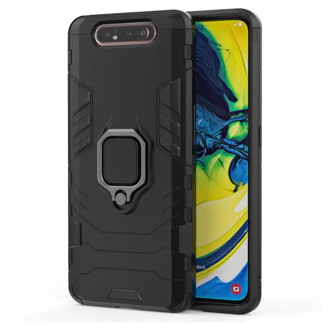 Армированный чехол для samsung Galaxy A10 A20 A40 чехол для samsung A50 A70 A60 A30 A80 A90 M20 M10 M30 Примечание 10 магнитные наклейки для авто бампер - Цвет: Черный