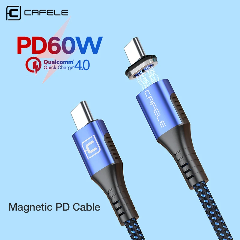 Магнитный USB C PD зарядный кабель CAFELE 5А QC4.0 Type для iPhone huawei xiaomi samsung быстрое зарядное