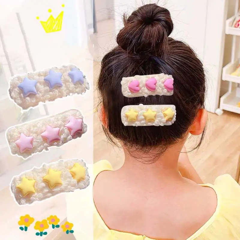 

Autumn Winter Girls Hairpin Plush Sweet Girls Hair Clip заколка для волос Lamb Hair Love-shape Barrettes ladies Hair Accessories