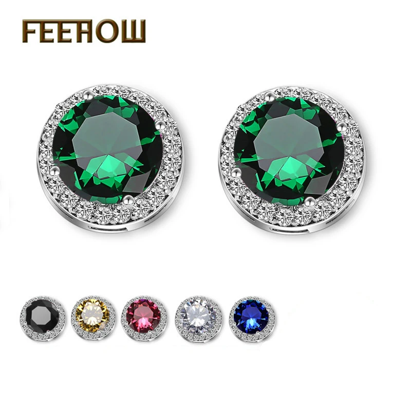 FEEHOW 6 цветов модные ювелирные изделия Белый фианит круглой формы микро
