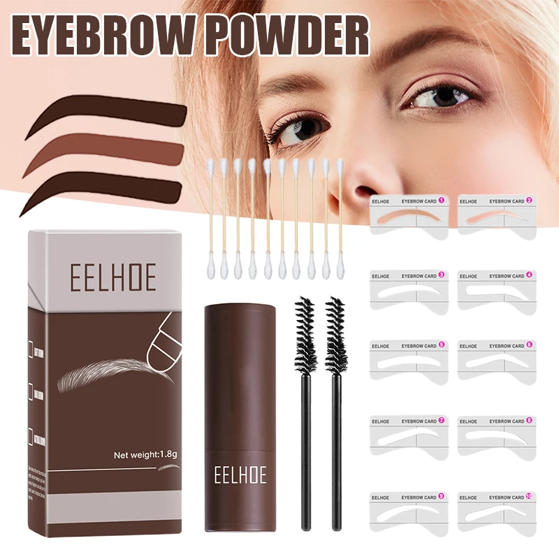 

Eyebrow Stamp Stencil Kit with Brow Brush & Cotton Swab Easy & Fast Eyebrow Shaping Tools Waterproof Eye Makeup Cosmetic WH998