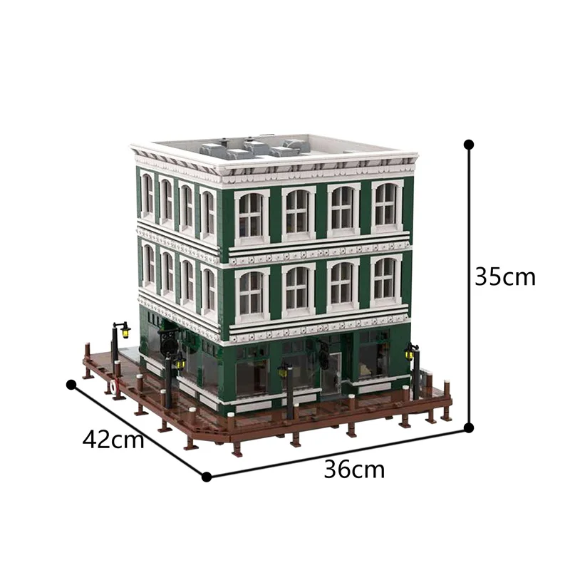 

New Breakwater Pass Bookstore Streetview Model House Building Blocks Bricks DIY Assembly Educational Toys For Kids Gift 6443pcs