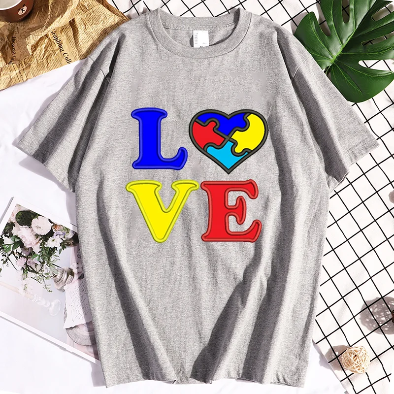 

Autism Seeing The World Differently Love Print Women T Shirt Cute Graphic Tee Femme Tshirt Vintage T-shirt Tops Kawaii Clothes