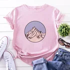 Новинка 2021, женские футболки, топы с красивым принтом гор в стиле Харадзюку, Повседневная футболка, женская футболка с коротким рукавом, женская одежда