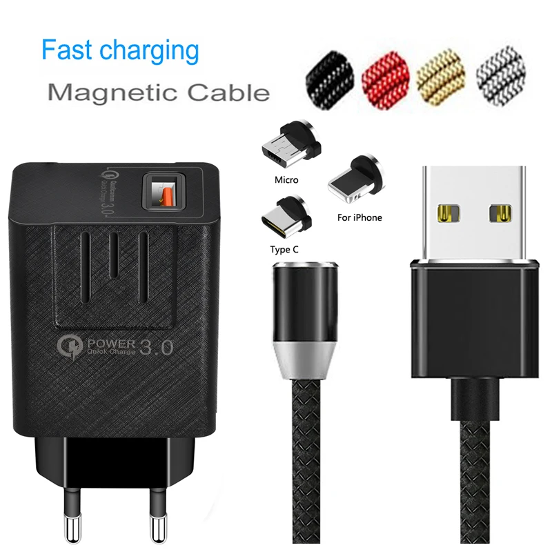 Магнитный кабель Micro usb type C для iPhone samsung Android мобильного телефона быстрое зарядное