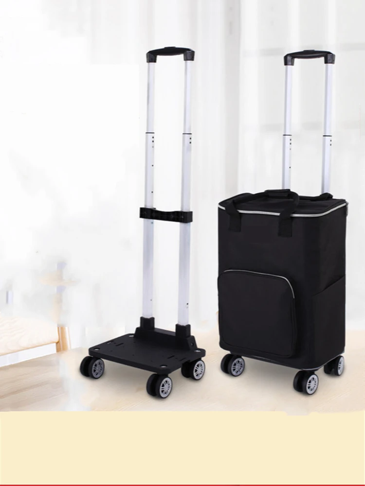 

Collapsible Utility Cart with Insulation Bag Foldable Reusable Shopping Trolley Truck with Wheels Telescoping Handle Waterproof