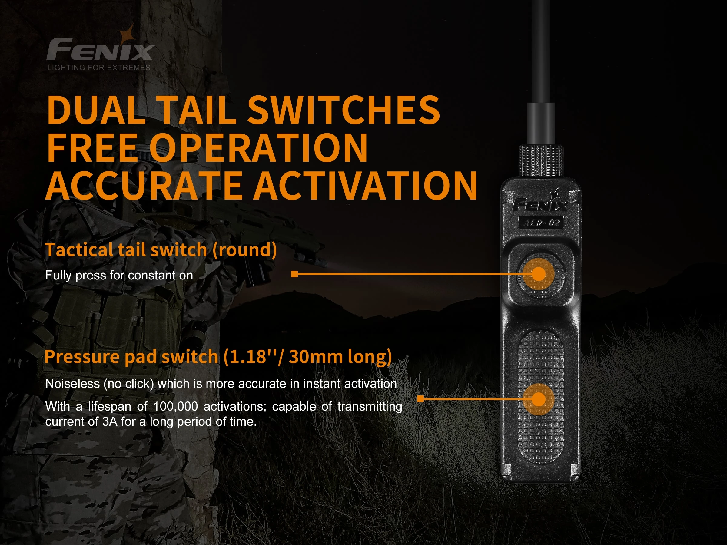 Дистанционный выключатель давления Fenix AER 02 V2.0 для тактического фонарика FD41/ TK09/