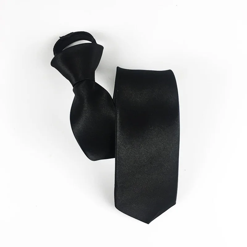 Классический мужской галстук узкий на молнии красный черный синий однотонный