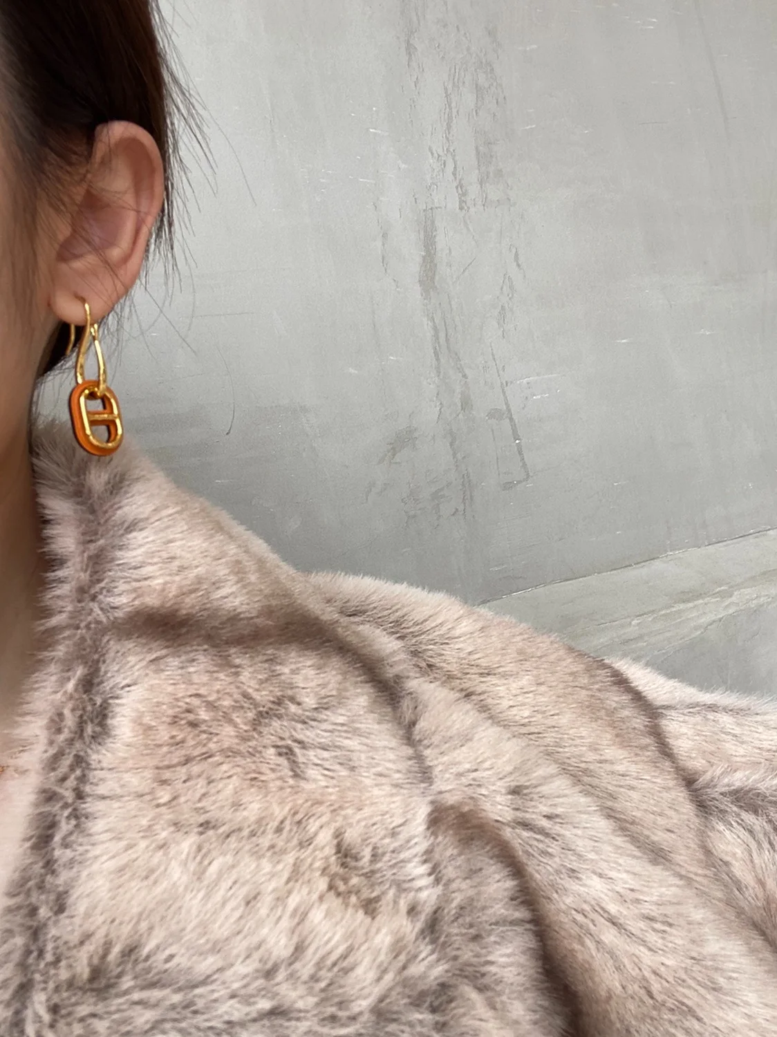 

Modern hand-stitched cowhide pig nose lock earrings with lettering