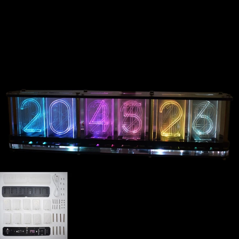 

69HF атмосферный светильник RGB LED имитация свечения трубки часы DIY наборы музыкальный спектр время Романтический ночсветильник полный цвет