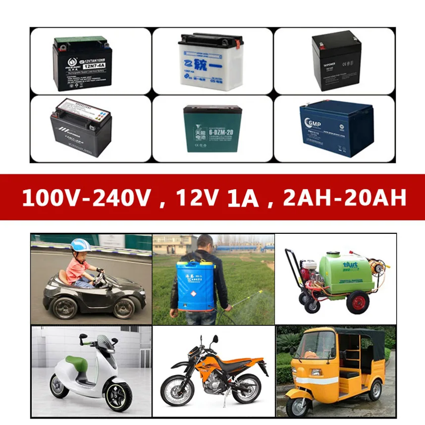 12 V 1000ma умный свинцово кислотный гелевый Аккумулятор AGM зарядное устройство для