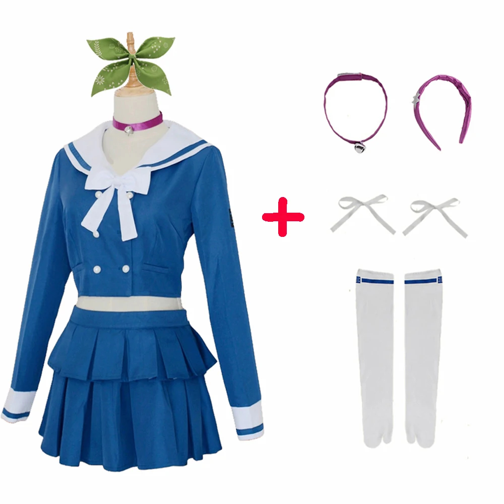 

Anime Danganronpa V3 Killing Harmony Tenko Chabashira Cosplay Costume Women Blue School Uniform Outfit Dress Sailor Suit