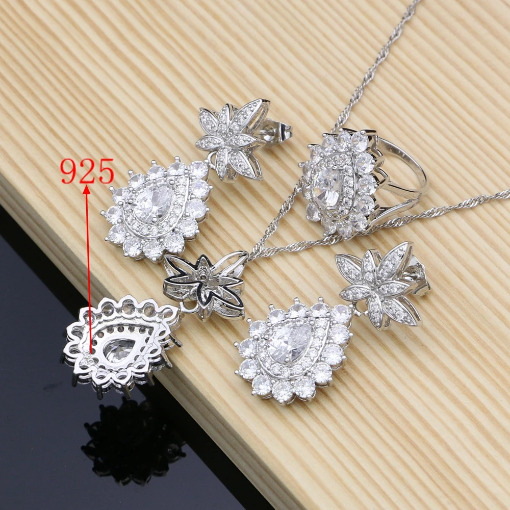 Комплект из колье серёг кольца и браслета серебра 925 пробы|Ювелирные наборы| |