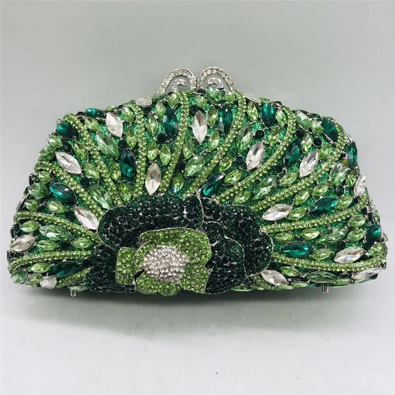 Женская модная сумка клатч с цветком розы и кристаллами вечерняя маленькая