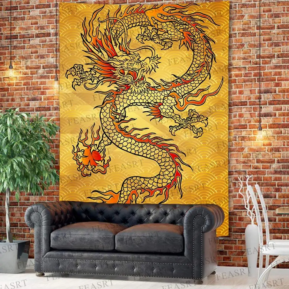 Гобелен в стиле ретро китайском с драконом постельные принадлежности гобелен