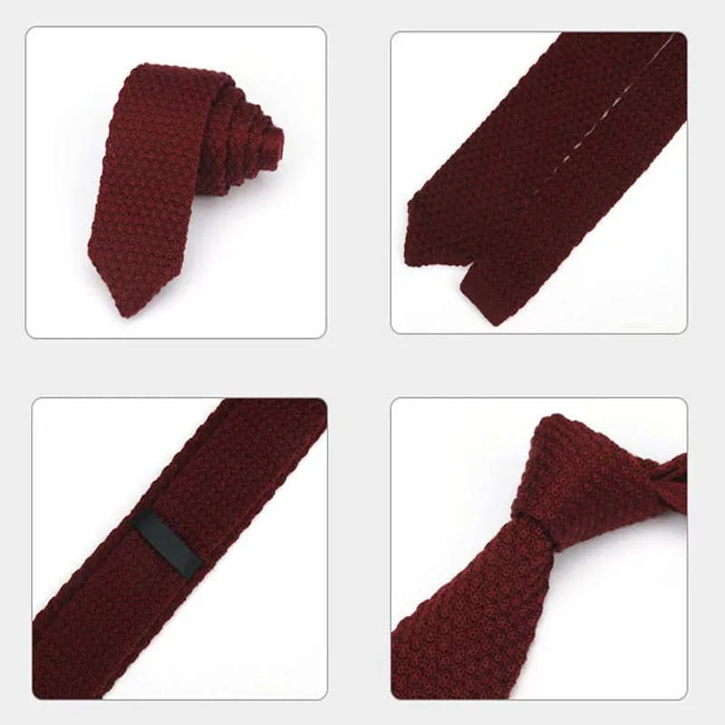 

High Quality Wool 6CM Mens Ties Knitted Tie Solid Color Formal Bridegroom Wedding Business Knit Necktie Slim Narrow Neck tie