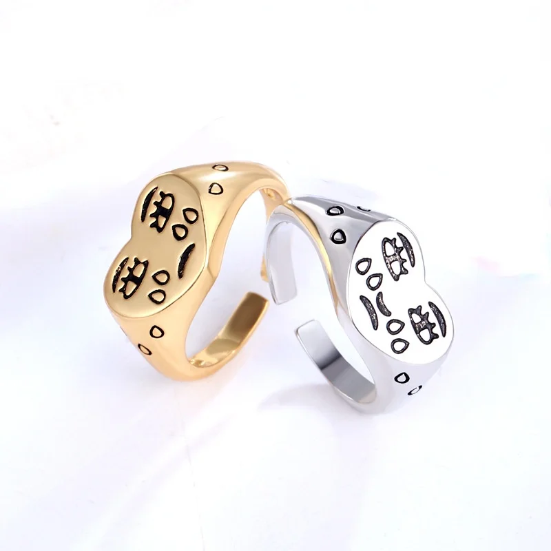 Регулируемое кольцо Goth с сердцем и лицом плача открытые кольца выражением слезы