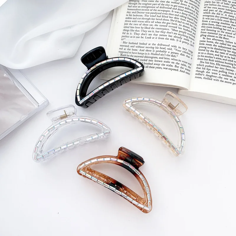 

New Elegant Semicircle Acrylic Hair Claw Clips Big Size Makeup Hair Styling Barrettes for Women Hair Accessories