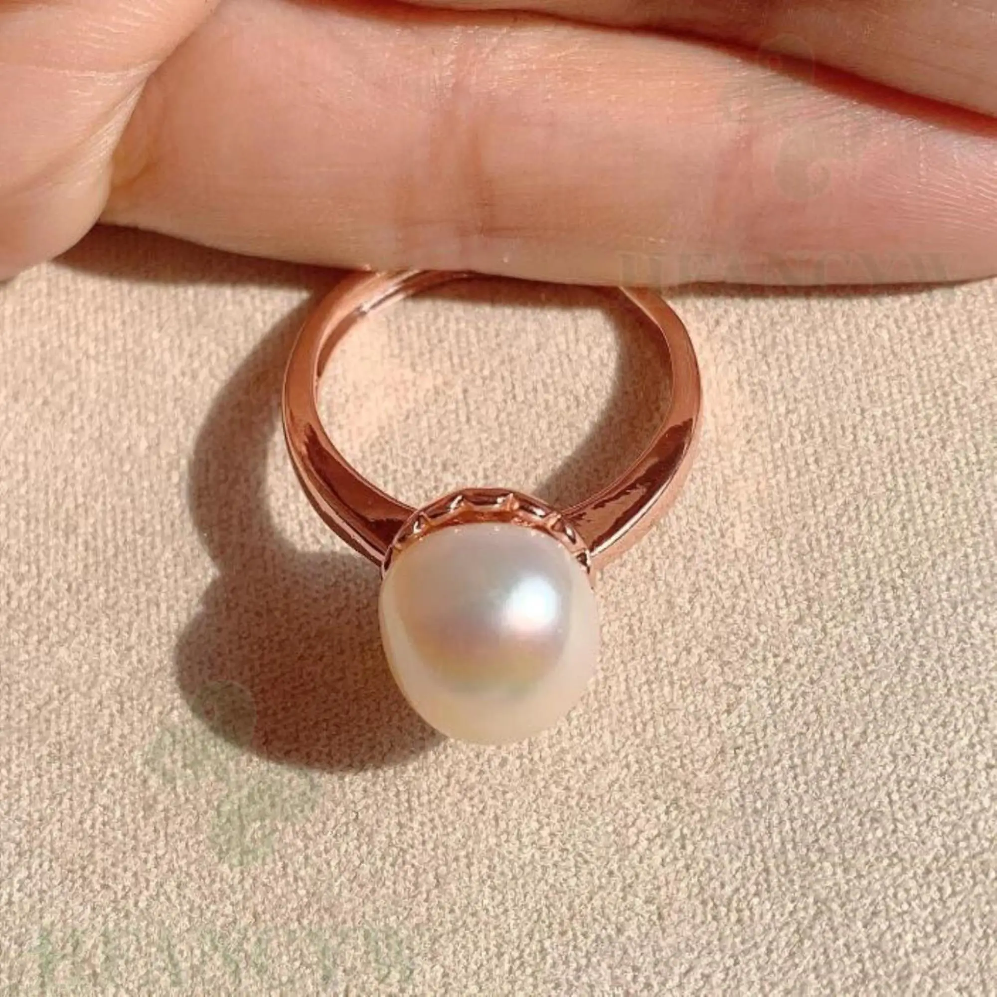 10-11 мм Белое барокко жемчужное открытое регулируемое розовое золото кольцо