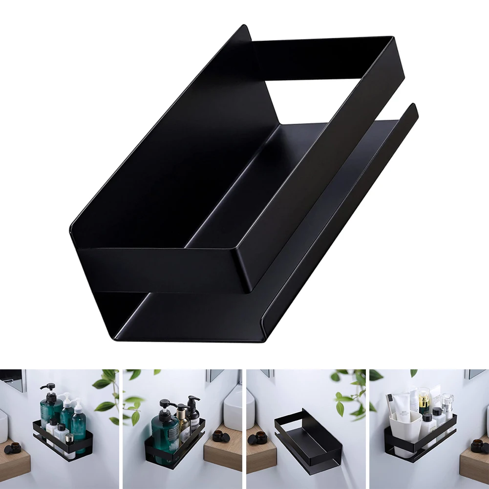 

Bathroom Shelf Rack Kitchen Wall Shelves Adhesive Stainless Steel Shower Caddy No Drilling Storage Bathroom Rack Black New