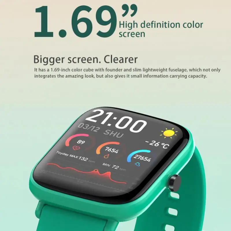 

1.69 Inches Big Screen Smartwatch Fashion Sports Step Counting Heart Rate Blood Oxygen Monitor Smart Watch Bluetooth-compatible