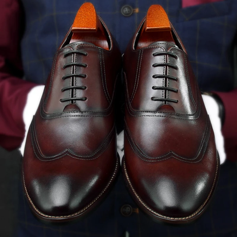 Мужские свадебные туфли оксфорды ручной работы из натуральной кожи в британском