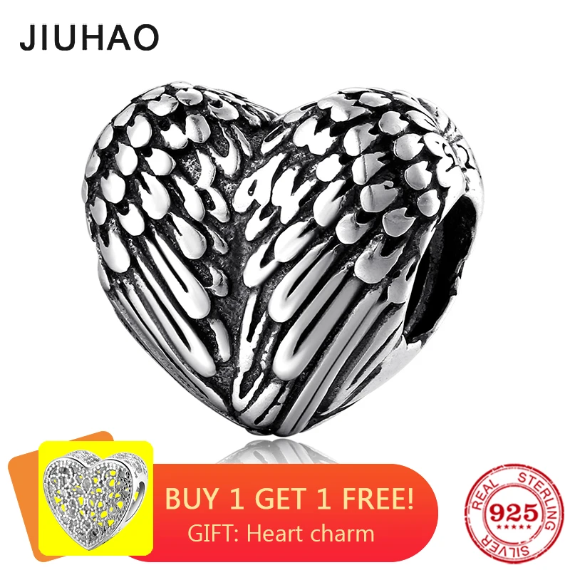 Новые 925 пробы серебряные модные бусы в форме сердца ангела подходят к оригинальному браслету Pandora для изготовления ювелирных изделий