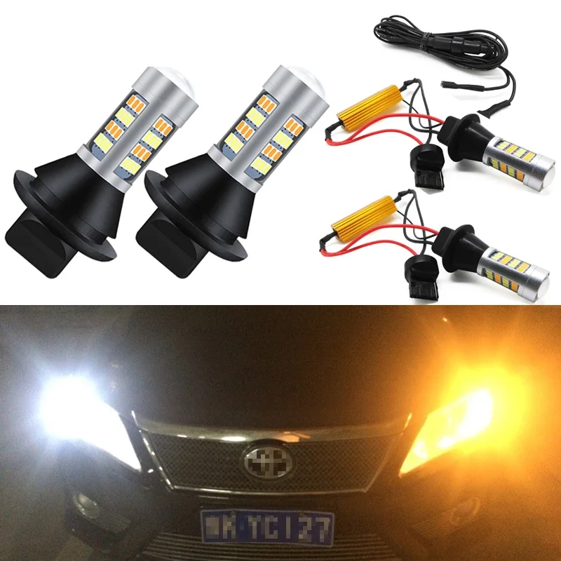 

2x Canbus Dual Mode Bulb Auto LED Turn Signal+Daytime Running Light DRL Lamp WY21W W21W T20 PY21W BAU15S P21W BA15S For The Car