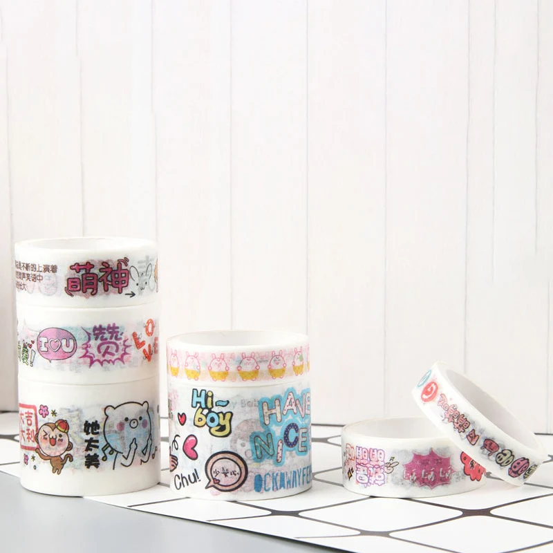 Винтажная декоративная клейкая лента Kawaii маскирующая Милая мультяшная васи для