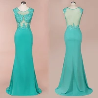 long mermaid green bridesmaid dresses 2020 elegant sleeveless wedding party guest gown lace applique beads vestido madrinha