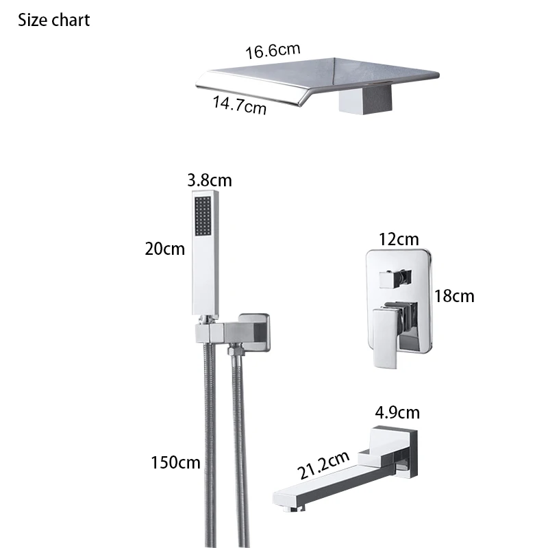 

Onyzpily Chrome Waterfall Shower Faucet Ceiling Mounted All Brass Bath Shower Mixer with Handshower Rotate Watering Spout