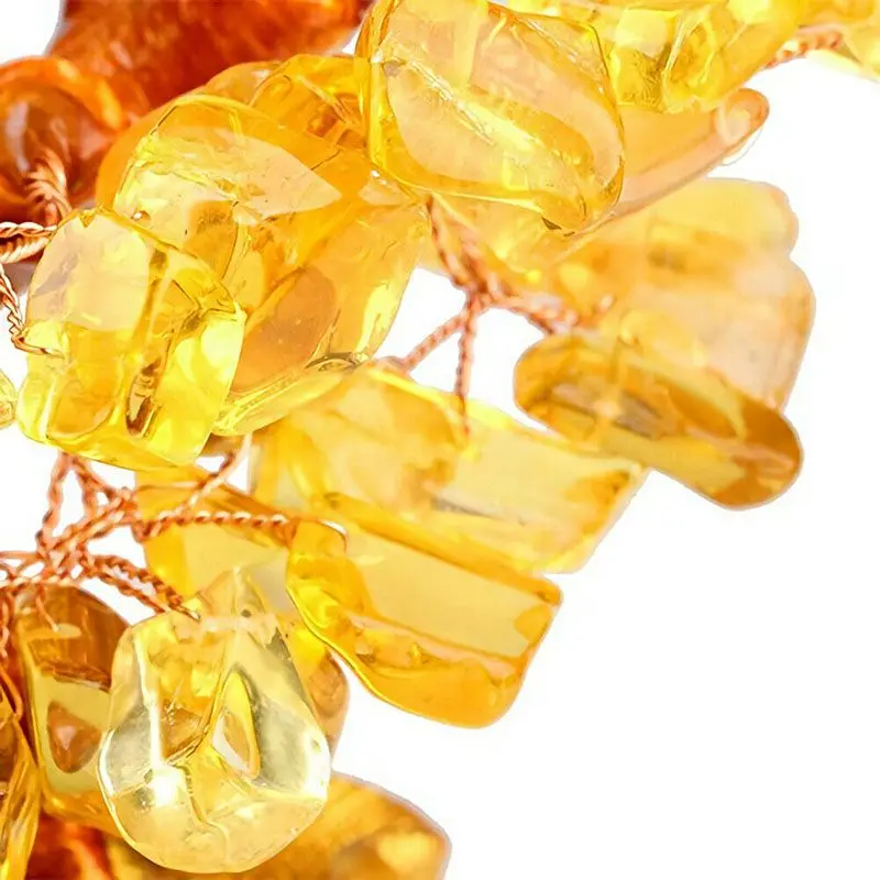 Фэн-шуй дерево богатства и денег с желтым цитрином, аметистом и кристаллами, духовная удача, украшение фортуны с золотой слиткой Юаньбао.