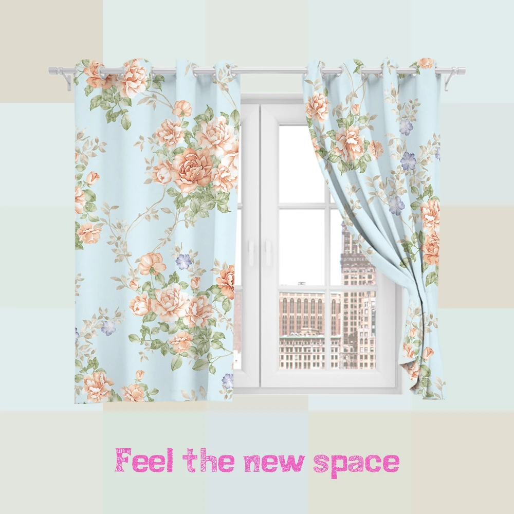 

Punch Hook Blackout Curtain Flower Customized Full Shade Sunscreen Blinds For Windows Home Kitchen Bedroom LivingRoom Decoration