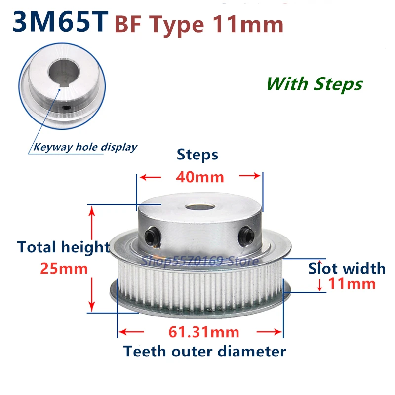 

65 Teeth HTD 3M Synchronous Pulley 3m timing pulley Width 11mm 65T 3M timing belt HTD3M Pulley gear bore 5mm-25mm