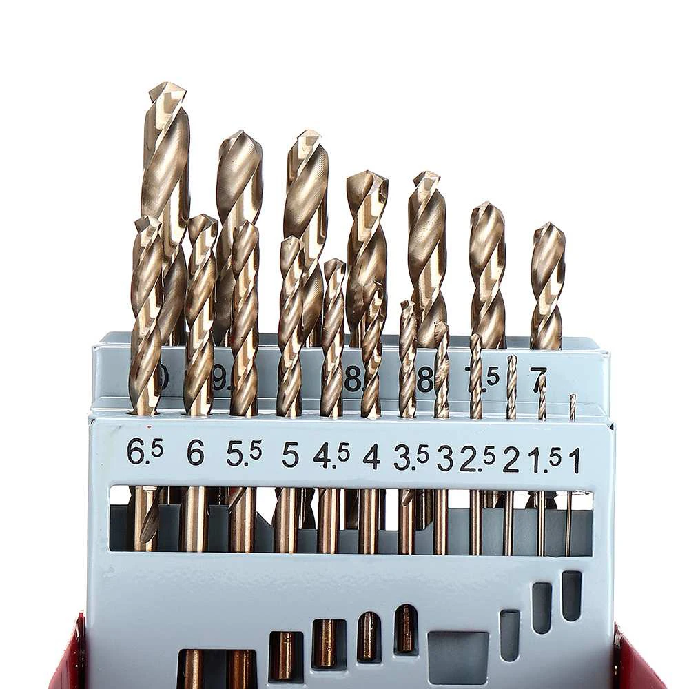 

Jobber Drill HSS Length Bit Twist Cobalt Durable Metal Tool High Quality Split For Stainless Steel Wood M35 13/19/25pcs Drilling
