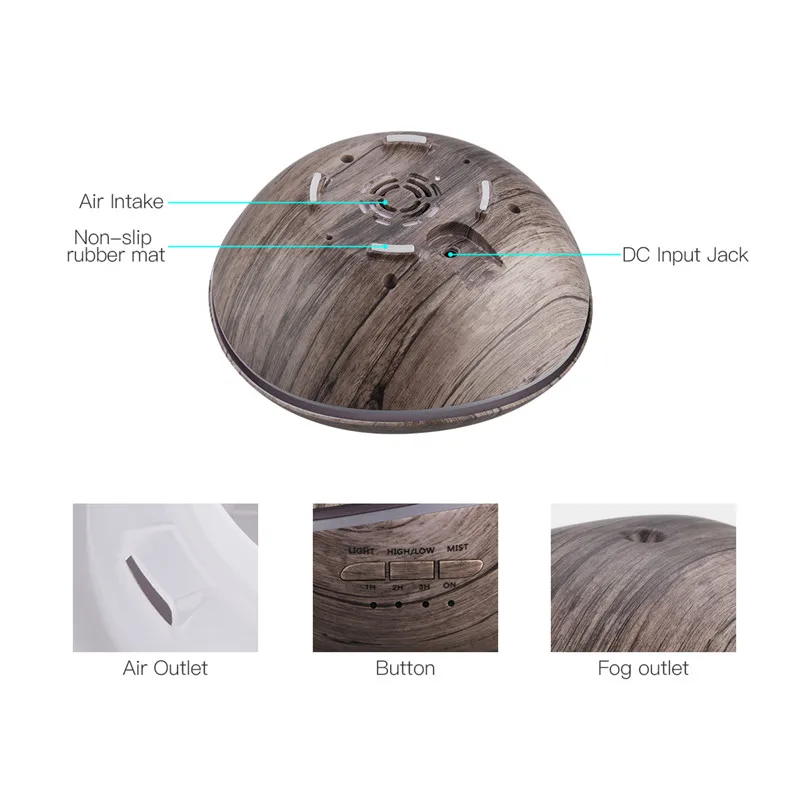 

500ml Air Humidifier Aromatherapy Essential Oil Diffuser Mist Maker 7 Color Light Aroma Diffusor Humidificador Timing For Home