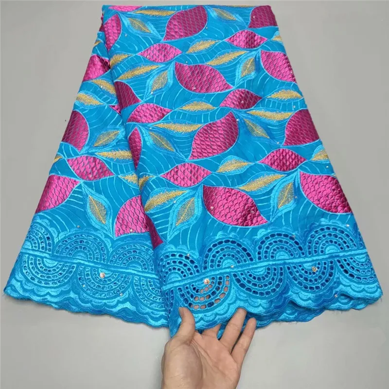 

5 ярдов швейцарская кружевная ткань 2021 Дубай тяжелое вышитое бисером вышивка африканская кружевная ткань 100% хлопковое кружево «швейцарска...
