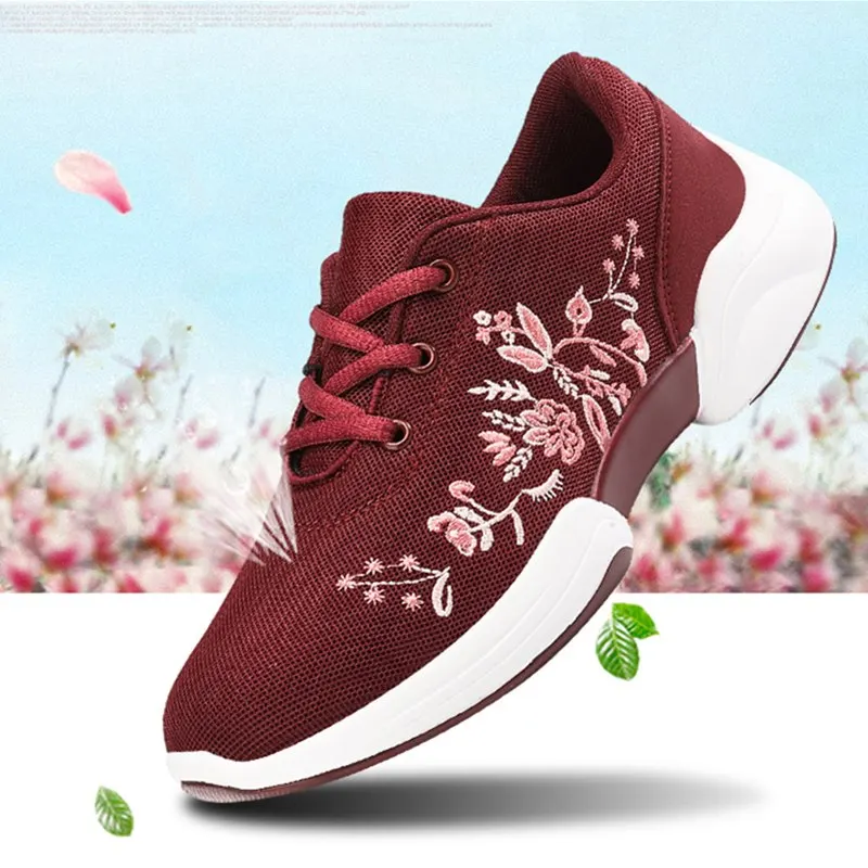 Женские сетчатые прогулочные туфли VEAMORS с вышивкой дышащие женские кроссовки на