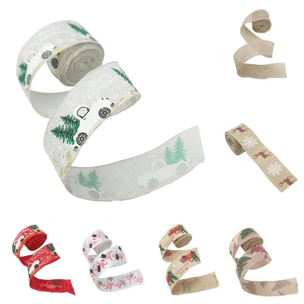 

1 Roll Cartoon Gifts Ribbon Flexible Imitation Linen Practical Xmas Decorative Ribbons for Party